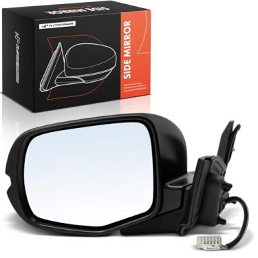 Imagem de A-Premium Espelho retrovisor traseiro externo preto dobrável manual aquecido compatível com Honda Pilot 2017-2022