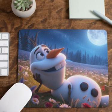 Imagem de Mouse Pad Olaf Boneco Neve Frozen Tecido Emborrachado Pequeno 19x23 cm