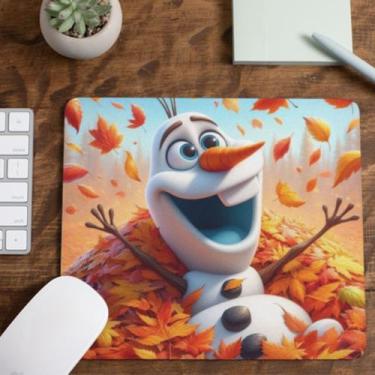 Imagem de Mouse Pad Olaf Boneco Neve Frozen Tecido Emborrachado Pequeno 19x23 cm