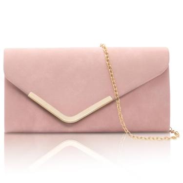 Imagem de Larcenciel Bolsas de mão para mulheres, envelope de lantejoulas brilhantes bolsa de noite com corrente, bolsa moderna brilhante para festa de formatura, Rosa claro