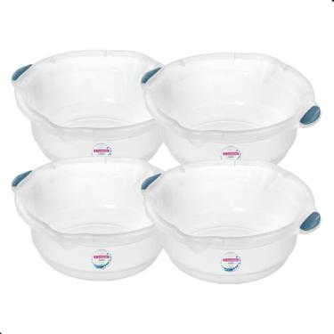 Imagem de Kit 4 Bacia Plastica Para Limpeza e Uso Geral Hydrus Transparente 5L S