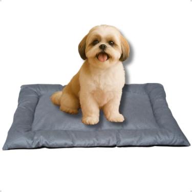 Imagem de Cama Caminha Colchonete Cinza Médio 80x60cm para Cachorro e Gato de Suede Lavável Almofada Pet Macia Confortável
