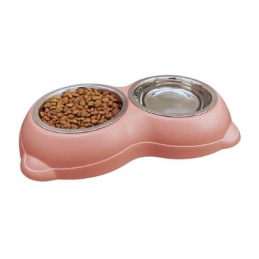 Imagem de Comedouro para Cães De Inox Duplo Pote Ração para Cachorro Vasilinha para Pet Comedouro Elevado (Rosa)