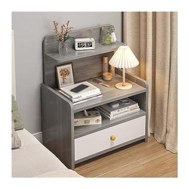 Imagem de Mesa de cabeceira mesa de cabeceira gaveta única armazenamento multicamadas mesa de cabeceira simples de madeira maciça armazenamento de pernas móveis de cabeceira pequena mesa de cabeceira (cor