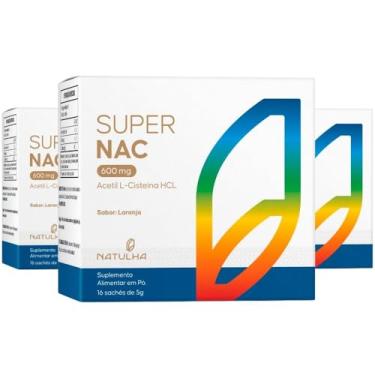 Imagem de Kit 3x Super NAC (Acetilcisteina HCL) 600mg 16 sachês - Natulha (único, Laranja)