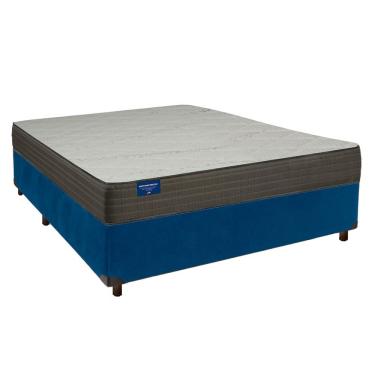 Imagem de Conjunto Cama Box Azul Casal + Colchão D33 Orthotech Inducol
