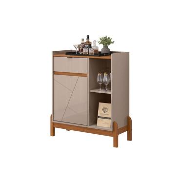 Imagem de Aparador Bar Bari 1 Porta 1 Gaveta Com Pés De Madeira Maciça Off White cedro