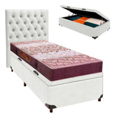 Imagem de Cama Box Bau + Colchão Solteiro D26 Ortophedic Sankonfort + Cabeceira Estofada