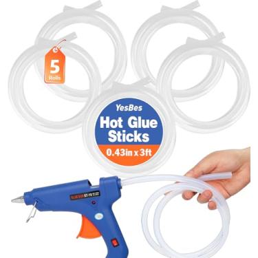 Imagem de 5 rolos de cola quente, bastões de cola de tamanho completo de 9,5 cm de comprimento x 1,1 cm de diâmetro para pistola de cola, amplamente utilizado em madeira, metal, vidro, plástico e mais