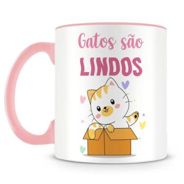 Imagem de Caneca Personalizada Gatos São Lindos - Porcelana Rosa - Amo Canecas