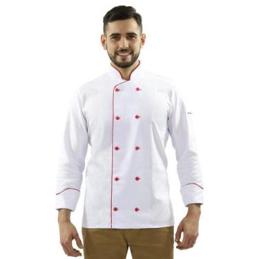 Imagem de Dólmã Para Chef De Cozinha Unissex 100% Algodão Uniforme Cozinheiro Br