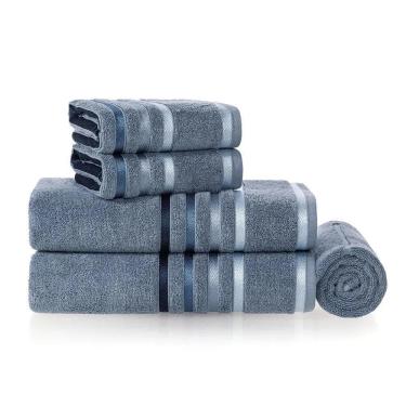 Imagem de Jogo Toalhas / Banho Em Algodão 5 Peças Lumina Karsten Azul