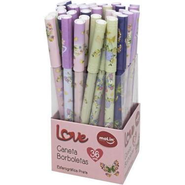 Imagem de Caneta Esferográfica Love Borboletas Tinta Preta Sortido - Display com