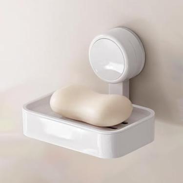 Imagem de Suporte de saboneteira para chuveiro, suporte de esponja forte para banheiro, banheira e pia de cozinha, protetor de sabão durável removível, branco