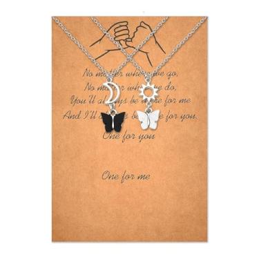 Imagem de Colar de sol e lua para melhor amigo, presente de Natal para mulheres, homens, irmã irmão, borboleta para namorado, namorada, presente de aniversário de casamento, presente para casais, pulseiras