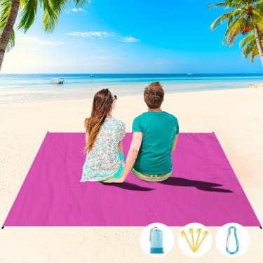 Imagem de Cobertor de praia impermeável à prova de areia 1-7 adulto grande 188 × 294 cm, leve, durável, compacto, livre de areia, extra grande, tapete de praia para viagem, acampamento, caminhada, piquenique