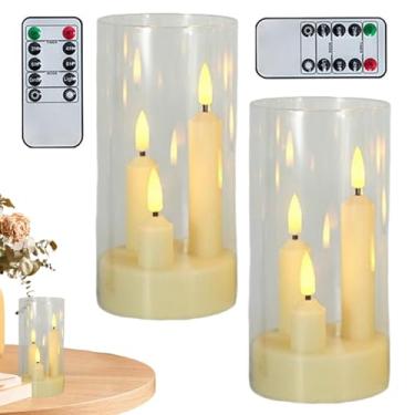 Imagem de Velas LED - Operadas a Bateria 2 Unidades,Velas LED Sem Chama E De Chá Com Abajur | Para Decoração De Interior Casa Sala De Estar Quarto Escritório Natal Casamento