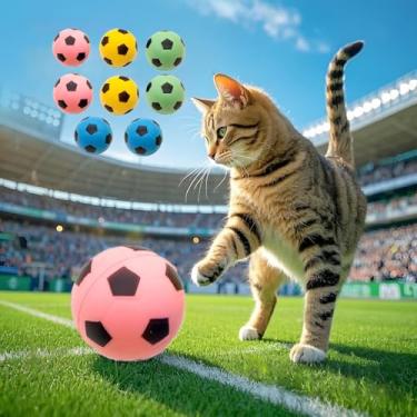 Imagem de Bolas de futebol de gato esponja, pacote com 8 bolas de espuma Boncy macias interativas para gatos internos e gatinhos para bater, perseguir e se divertir - 4,16 cm