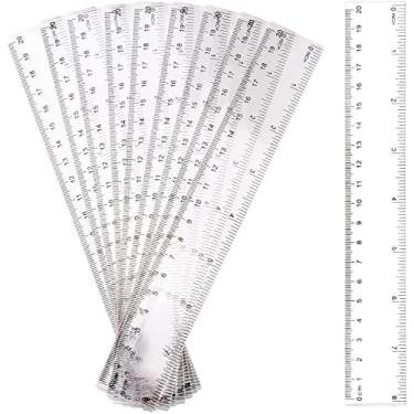 Imagem de Generic Pacote com 10 réguas de plástico transparente de 20 cm/8 polegadas, kit de régua de plástico transparente, ferramenta de medição para estudante, escola, escritório