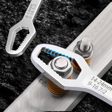 Imagem de 1 chave universal ajustável de ponta dupla, ferramentas de reparo de óculos autoapertáveis de 8 mm-24 mm, para uso ao ar livre, ferramentas de reparo de carro, fácil de usar e resistente (prata)