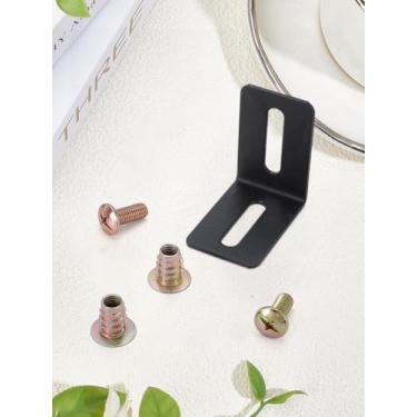 Imagem de 1 conjunto de protetores de canto de ferro com parafusos, suportes triangulares grossos de ângulo reto para serviço pesado, suportes resistentes em forma de L para prateleiras, armários de móveis