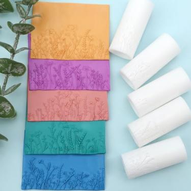 Imagem de Rolo de textura de argila de polímero, rolo de argila de polímero para fazer brincos, funciona com cortadores (floral)