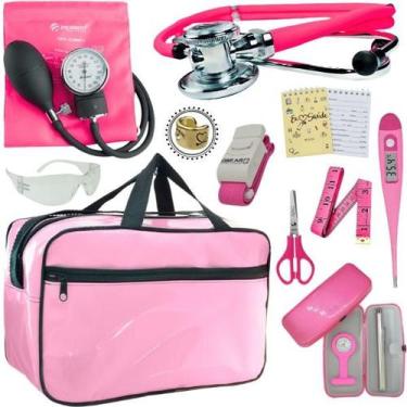 Imagem de Kit Bolsa Cores Aparelho de Pressao Esfigmomanometro Estetoscópio Inco