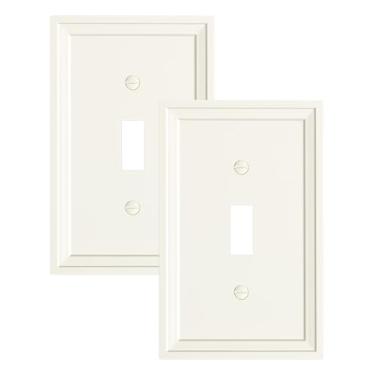 Imagem de TREEWELL Pacote com 2 capas de interruptor de luz única, placa de parede decorativa de amêndoa clara, 1 placa de parede de fibra de bambu natural, resistente à corrosão