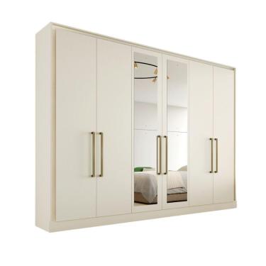 Imagem de Guarda Roupa Argos 6 Portas 100% Mdf 2 Espelhados Mademarcs Off White