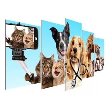 Imagem de Kit quadro decorativo 5 peças 95x60cm Gato Cachorro Veterinário