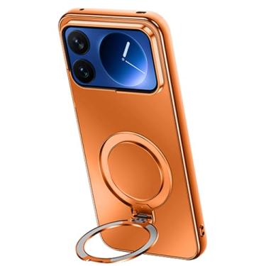 Imagem de LTLMYDAM Capa fosca para Xiaomi 17 Pro Max/17 Pro/17, anel magnético giratório, revestimento ultrafino, resistente a impactos, capa de policarbonato legal, laranja, 17 Pro