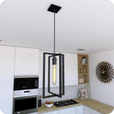 Imagem de Pendente Luminária Moderna Industrial Preto - MetalCromo