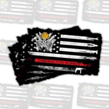 Imagem de Adesivo de bandeira americana de trabalhador da construção civil, decalque de vinil da caixa de ferramentas patriótica dos EUA, adesivo à prova d'água de orgulho de colarinho azul para capacete