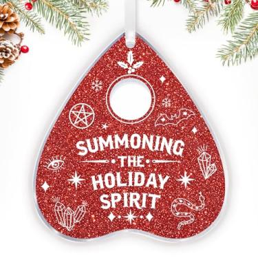 Imagem de HEXMOZ Enfeite de Natal de terror - decoração de creepmas de bruxa para góticos, emoções e amantes de bruxas - enfeite de feriado gótico, estilo planchette ouija board - presente assustador de