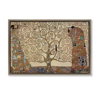 Imagem de Stupell Industries A Árvore da Vida Klimt Brown emoldurado arte de parede em tela flutuante, design por Gustav Klimt, 43 x 63 cm