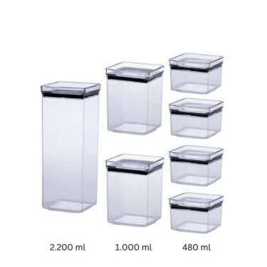 Imagem de Kit Com 7 Pote Acrílico Hermético Multiuso Porta Condimento