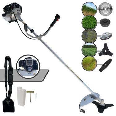 Imagem de Roçadeira TBC43H Toyama À Gasolina 43cc 1,7HP 5 Em 1 Com Carretel + Faca 2 Pontas + Faca 3 Pontas + Faca 40 Dentes de Vídea + Escova de Aço Circular