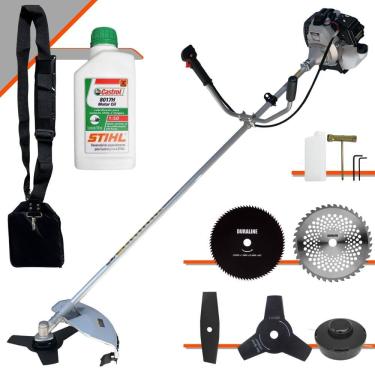 Imagem de Roçadeira Com Sistema Antivibração À Gasolina Toyama TBC43H 43cc 1,7HP Completa 5 em 1 Com Carretel Nylon + 4 Lâminas de Corte + ÓLEO STIHL 2 Tempos