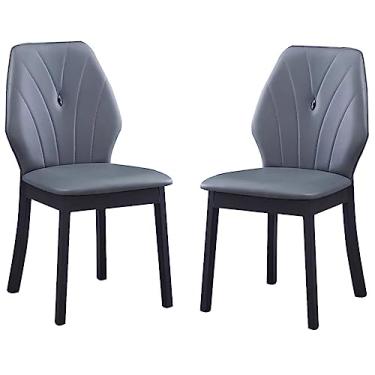 Imagem de Conjunto de 2 cadeiras de jantar Chai cozinha pernas de madeira conjunto de 2 cadeiras de jantar cozinha de couro artificial sala de casamento varanda sofá cadeira penteadeira maquiagem cadeiras sala