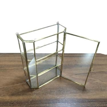 Imagem de Porta Joias Bibelô Latão Vidro Parede Vitrine 22x16x6cm 670g