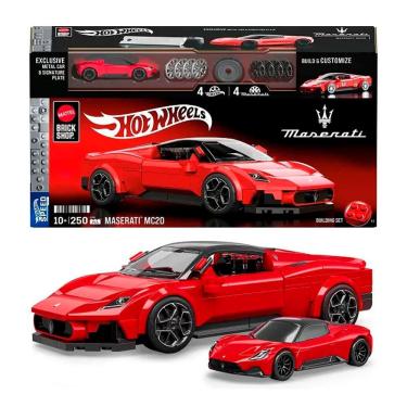 Imagem de Hot Wheels Brick Shop Elite Maserati MC20 1:32 Blocos de Montar com 250 pçs JFR90 - Mattel