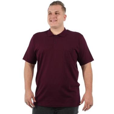 Imagem de Camisa Polo Plus Size Anistia Masculina com Bolso Básica Vinho, Vinho,