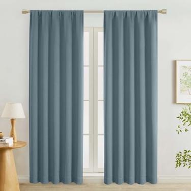Imagem de Lecloud Cortinas Azuis Pedra 213 cm de comprimento, 2 painéis, cortinas de quarto com isolamento térmico para sala de estar, cortinas macias para sala de jantar, cada painel 127 cm L x 213 cm C