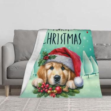 Imagem de Cobertor macio e leve aconchegante cobertor de Natal verde para cachorro decoração de casa presentes de festival para mulheres e homens, cobertor de flanela felpudo para cama, sofá, acampamento e