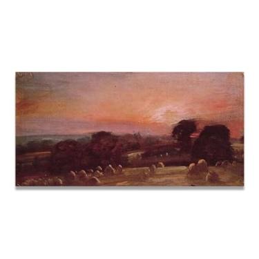 Imagem de LKXGRRSFG Uma impressão em tela HayfieldJohn Constable: artista da Royal Academy, paisagem britânica clássica do século XIX 50 x 100 cm sem moldura