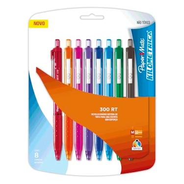 Imagem de Caneta Papermate Km 300 Retratil Sortidas, Blister com 8 canetas