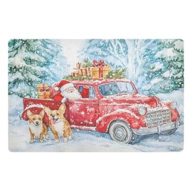 Imagem de SEHANY Tapete de porta de inverno Papai Noel Natal para todos os climas, impermeável, secagem rápida, bem-vindo, tapete de entrada antiderrapante, tapete decorativo de poliéster para entrada, varanda