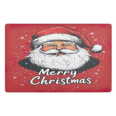 Imagem de SEHANY Tapete de porta de inverno Papai Noel Natal para todos os climas, impermeável, secagem rápida, bem-vindo, tapete de entrada antiderrapante, tapete decorativo de poliéster para entrada, varanda