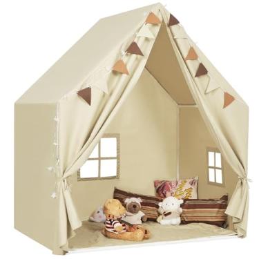 Imagem de MORITECK Kids Play Tent with Padded Mat & Star LED Lights for Ages 4-8-10 Year Old Girls Boys, Large Cute Indoor Play Room House Tent for Toddler Children (Beige)