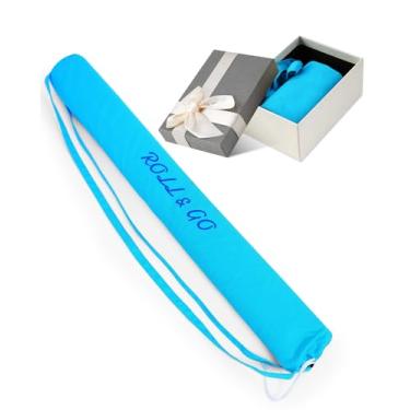 Imagem de Dawnrait American Mahjong Mat Bolsa de armazenamento com rodinhas - 89 cm de lona para tabuleiro de jogos apenas - Pano de mesa Texas Hold'em para viagens ao ar livre - Azul